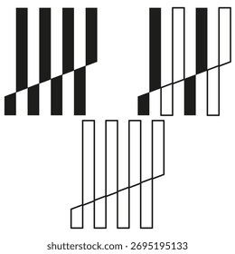 Padrão de distribuição geométrica. Linhas verticais inclinadas. Contraste de branco preto. Fundo abstrato do vetor. EPS 10.