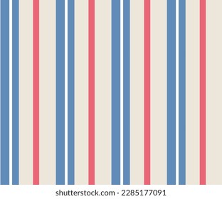 Geometric stripe seamless pattern of blue and red colour. 