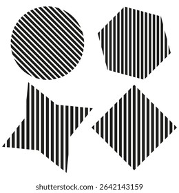 Geometric stripe shapes. Hexagon Vector star. Diamond pattern square. Abstract line forms.