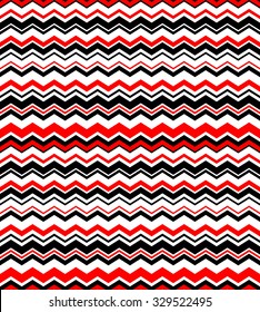 Geometric striped backdrop. Seamless wave background. Abstract red, gray, white and black color zig zag pattern. vector art image illustration for wallpaper, wrapping paper, scrapbook design...