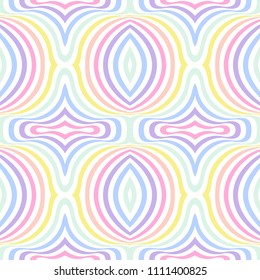 Geometric striped background, pastel rainbow spectrum colors. LGBTQ colors. Abstract geometric striped seamless pattern, rainbow stripes. Vector illustration. Colorful wave, wavy LGBT flag.