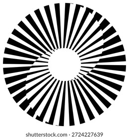 Vetor de rotação circular de vórtice listrado geométrico, elemento de design de redemoinho de explosão solar abstrato, EPS 10 totalmente editável.