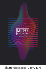 Geometric striped color minimalism cover vector set. Futuristic liquid 3d template. Abstract background on black.