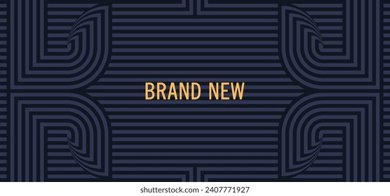 Geometric striped ornament with floral elements. Ready-made background template. Vector banner