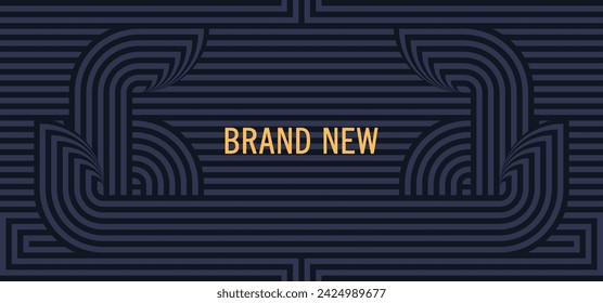 Geometric striped ornament with floral elements. Ready-made background template. Vector banner