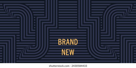 Geometric striped ornament with floral elements. Ready-made background template. Vector banner