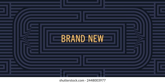Geometric striped ornament with floral elements. Ready-made background template. Vector banner