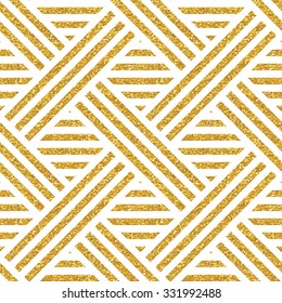 Geometric striped ornament. Vector gold seamless patterns. Modern stylish texture. Gold linear braids. Trendy gold glitter texture