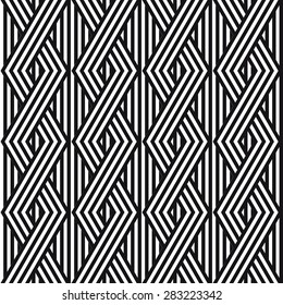 Geometric striped ornament. Vector seamless pattern. Modern stylish texture. Monochrome linear braids