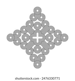 Geometric striped pattern, fbstract linear boho zen arch design. Vector linear clipart, editable strokes.