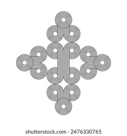 Geometric striped pattern, 
Nordic motifs abstract linear boho zen arch design. Vector linear clipart, editable strokes.