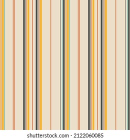 Geometric striped seamless pattern, parallel vertical lines in retro palette on light beige background. Design for printing on textiles, wallpaper, wrapping paper