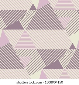 Geometric striped seamless pattern in scandinavian dust rosy colors. Abstract geometry repeatable motif. Tile rapport for textile, fabric, tissue, wrapping paper, surface design. Vector illustration