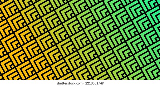 Geometric striped seamless pattern, yellow and turquoise vector background.