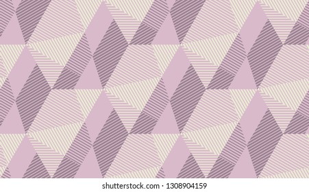 Geometric striped wallpaper seamless pattern in scandinavian dust rosy colors. Abstract geometry repeatable motif. Tile for textile, fabric, tissue, wrapping paper, surface design. Vector illustration