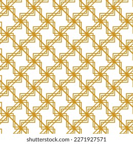 Geometric Stripes and Minimalistic Squares and line art in gold color. Seamless Pattern Vector.