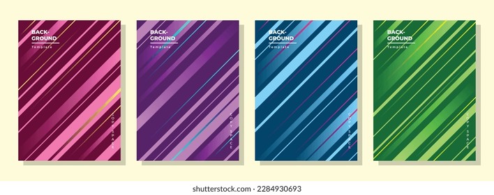 Geometric stripes poster design set copy space. Colorful lines backdrop design template 