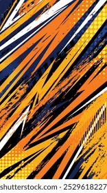 Geometrische Streifen Rennhintergrund mit abstrakten Grunge Pinselstrichen für Sublimationstrikot