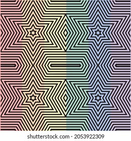 Geometric stripes Rainbow texture bacground, abstract stripes,Optical illusion zigzag effect. Geometric tile in op art. Futuristic and vibrant design, Illusive vector background.