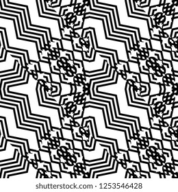 Geometric stripes rhombus pattern. Seamless tribal vintage monochrome colors vector illustration ready for fashion textile print.