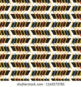 Geometric Stripes Seamless Vector Pattern, Drawn 1980's Stylized Graphic Illustration for Trendy Fashion Prints, Kids Stationery, Retro Graphic Decor, Gift Wrap, Blog Backdrop, Wallpaper