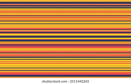 Geometric stripes seamless vector pattern with horizontal lines in varied colours, creating an abstract background. Ideal for textile design, wallpaper, or graphic prints.