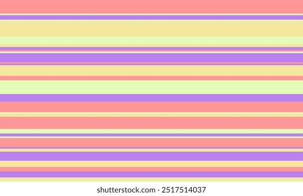 Geometric stripes seamless vector pattern with horizontal lines in varied colours, creating an abstract background. Ideal for textile design, wallpaper, or graphic prints.