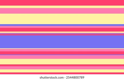 Geometric stripes seamless vector pattern with horizontal lines in varied colours, creating an abstract background. Ideal for textile design, wallpaper, or graphic prints.