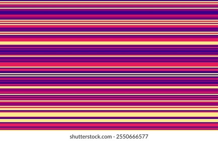 Geometric stripes seamless vector pattern with horizontal lines in varied colours, creating an abstract background. Ideal for textile design, wallpaper, or graphic prints.