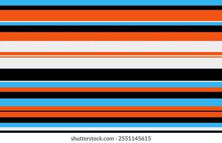 Geometric stripes seamless vector pattern with horizontal lines in varied colours, creating an abstract background. Ideal for textile design, wallpaper, or graphic prints.