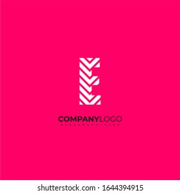 geometric stripped modern E logotype design concept isolated on pink background