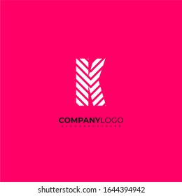 geometric stripped modern K logotype design concept isolated on pink background