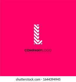 geometric stripped modern L logotype design concept isolated on pink background