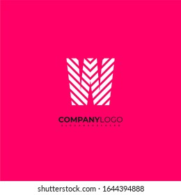 geometric stripped modern W logotype design concept isolated on pink background