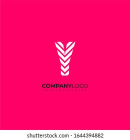 geometric stripped modern Y logotype design concept isolated on pink background