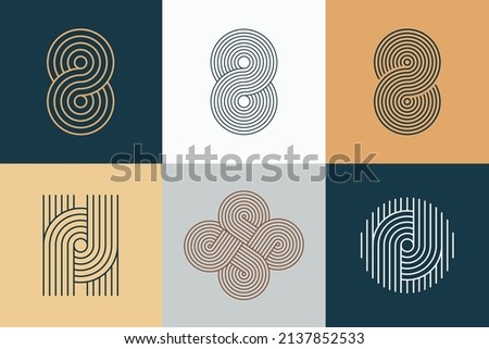 Geometric stripy pattern, design line art shape. Vector linear clipart, editable stroke