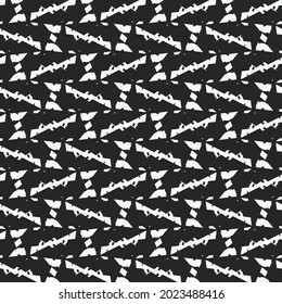 Geometric structure built of fragmented rods arranged obliquely and in opposition. Decorative graphics in black and white.