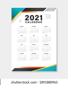 Geometric style 2021 calendar template