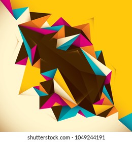 abstracción de estilo geométrico. Objeto colorido de formas de polígono. Ilustración vectorial.