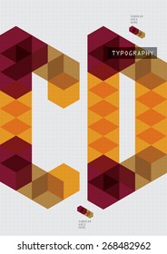 Geometric style alphabet or typefaces/ cubism/ Book cover/ Background design/Graphics/Layout/Content page/