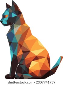 Geometric Style Cat, Origami, Low Polygon Art, Animal 