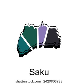 Geometric Style Color Map City of Saku, suitable for your company