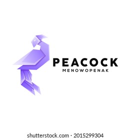 geometric style colorful peacock illustration