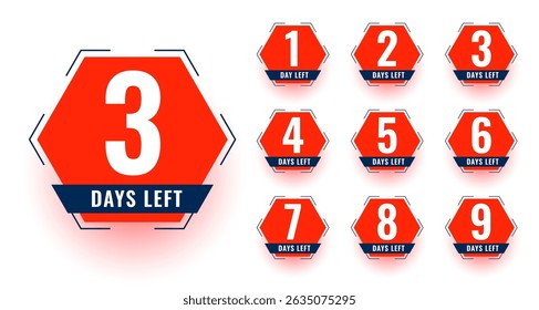 geometric style countdown timer template with last days left tag vector