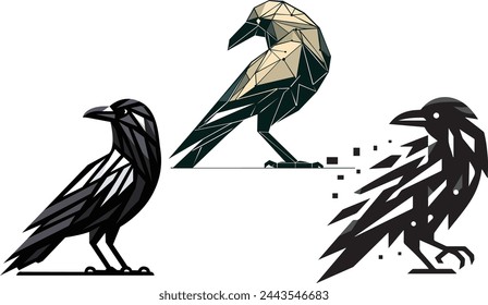 geometric style crow logo design