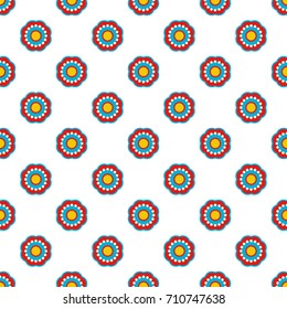 Geometric style flower seamless simple indian vector pattern. Geometry florals texture repeat background.