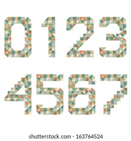 Geometric style font, colorful vector letters.