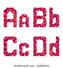 Geometric style font, colorful vector letters.