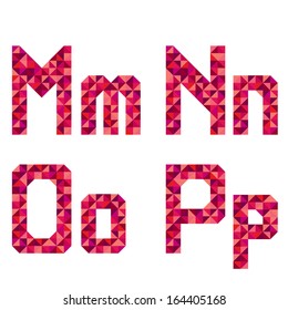 Geometric style font, colorful vector letters.