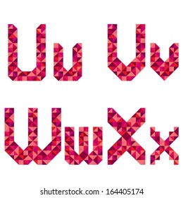 Geometric style font, colorful vector letters.